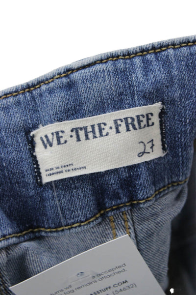 We The Free Womens Flared Paperbag Jeans Blue Button High Rise Size 27