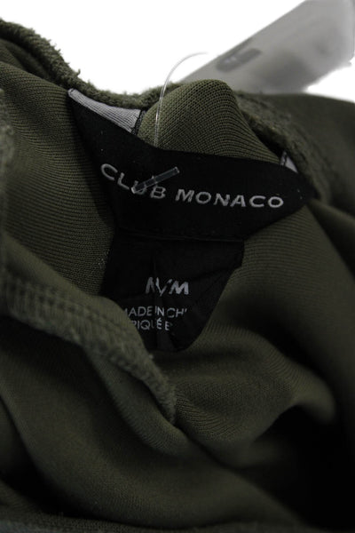 Club Monaco Womens Green Pullover Sweatshirt Button Crew Neck Size M