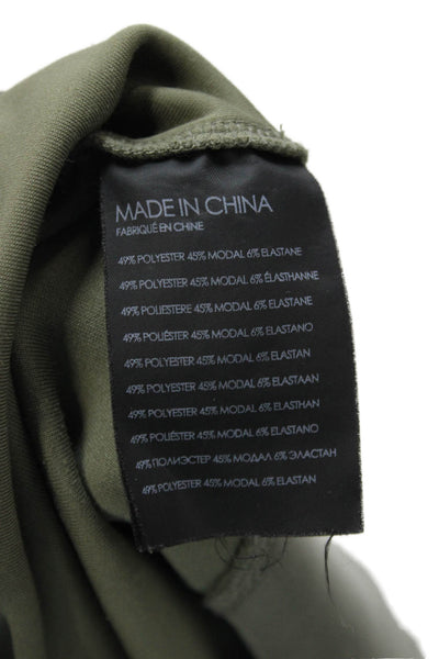 Club Monaco Womens Green Pullover Sweatshirt Button Crew Neck Size M