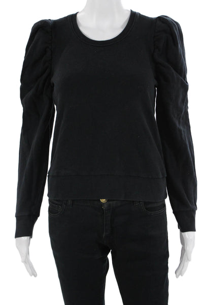 Nation LTD Womens Pullover Sweatshirt Black 100% Cotton Crew Neck Size S