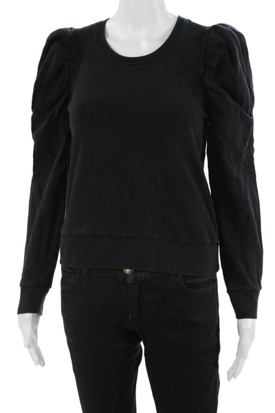 Nation LTD Womens Pullover Sweatshirt Black 100% Cotton Crew Neck Size S