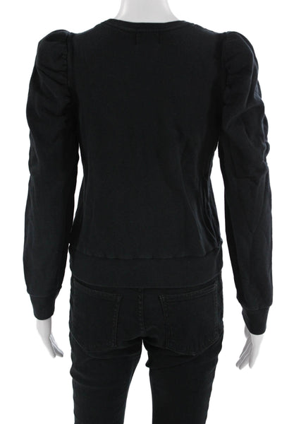 Nation LTD Womens Pullover Sweatshirt Black 100% Cotton Crew Neck Size S