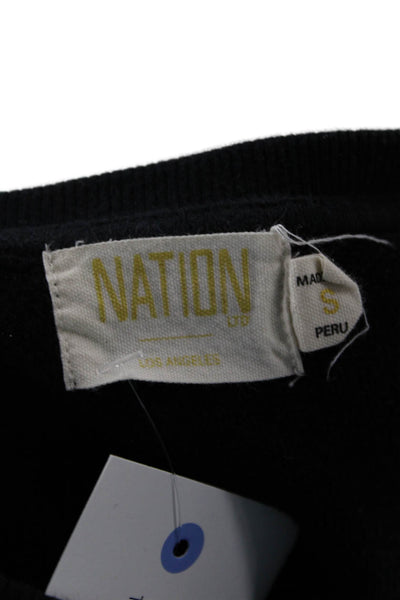 Nation LTD Womens Pullover Sweatshirt Black 100% Cotton Crew Neck Size S
