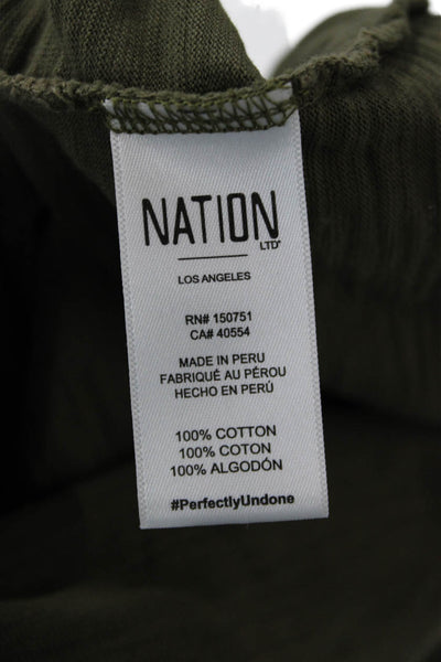Nation LTD Womens Green Cotton Collared Button Up Blouse Short Sleeve Size XS