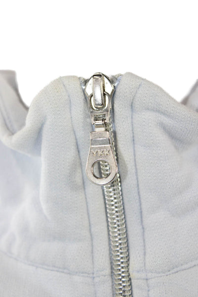 AYR Women Pullover Sweatshirt Light Blue Mock Neck Zip Cotton Size XS