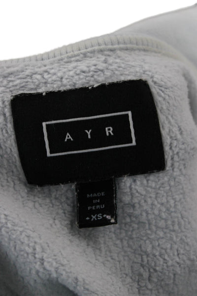 AYR Women Pullover Sweatshirt Light Blue Mock Neck Zip Cotton Size XS