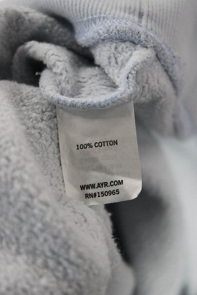 AYR Women Pullover Sweatshirt Light Blue Mock Neck Zip Cotton Size XS