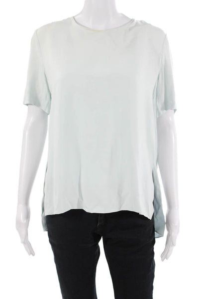 Adam Lippes Womens Light Blue Blouse Short Sleeve Crew Neck Size S