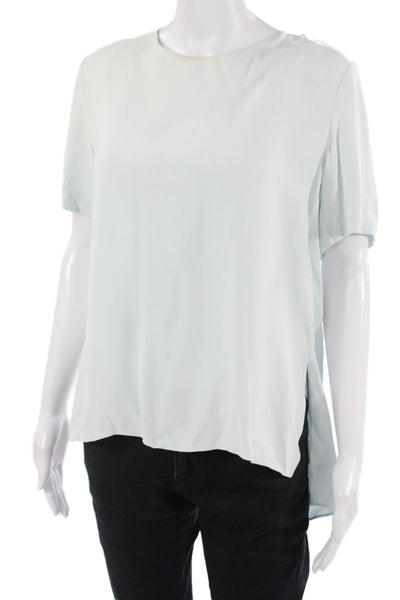 Adam Lippes Womens Light Blue Blouse Short Sleeve Crew Neck Size S