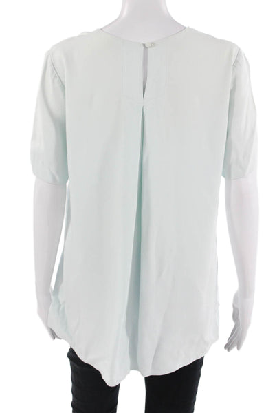 Adam Lippes Womens Light Blue Blouse Short Sleeve Crew Neck Size S