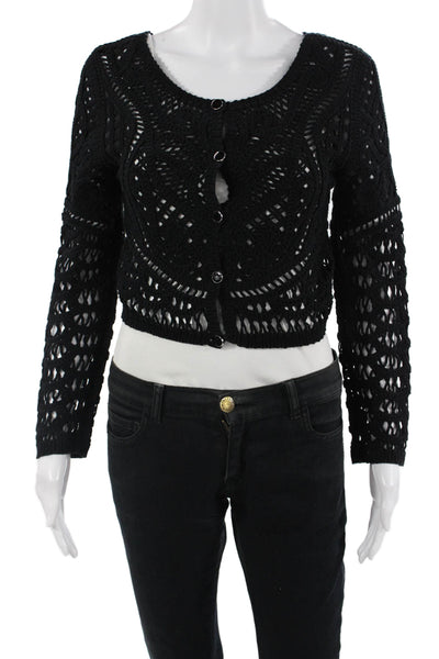 Ba&Sh Womens Black Button Cardigan Long Sleeve Round Neck Size 2