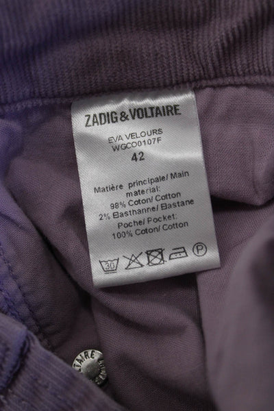 Zadig & Voltaire Womens Purple Designer Pants Size 42