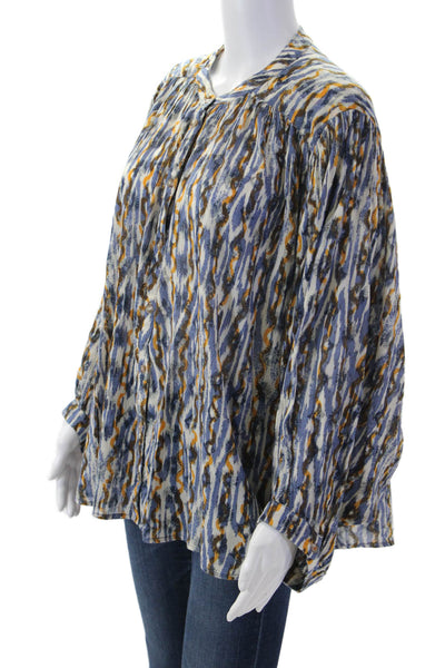 Pilcro Anthropologie Women Tunic Blue Cotton Button-up Long Sleeve Size L