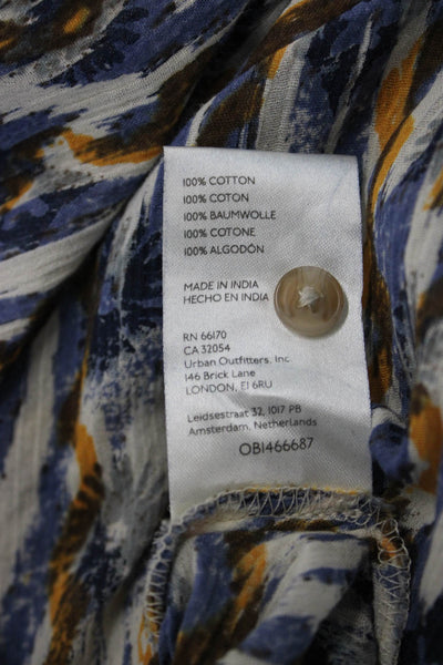 Pilcro Anthropologie Women Tunic Blue Cotton Button-up Long Sleeve Size L