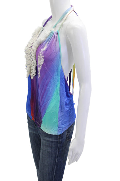 Vanita Rosa Women Jersey Tank Top Blue Sleeveless Beach Size S