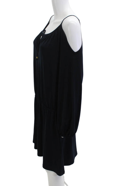 Michael Michael Kors Women Shift Dress Black Long Sleeve Knee Length Size XL