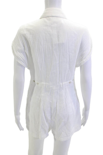 L Space Women Jumpsuit Romper White Collared Short Cotton Size XS
