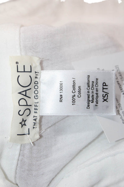 L Space Women Jumpsuit Romper White Collared Short Cotton Size XS
