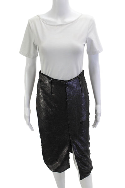 Heidi Merrick Womens Black Sequin Pencil Skirt Knee Length Size 2