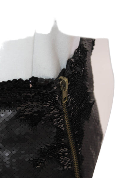 Heidi Merrick Womens Black Sequin Pencil Skirt Knee Length Size 2