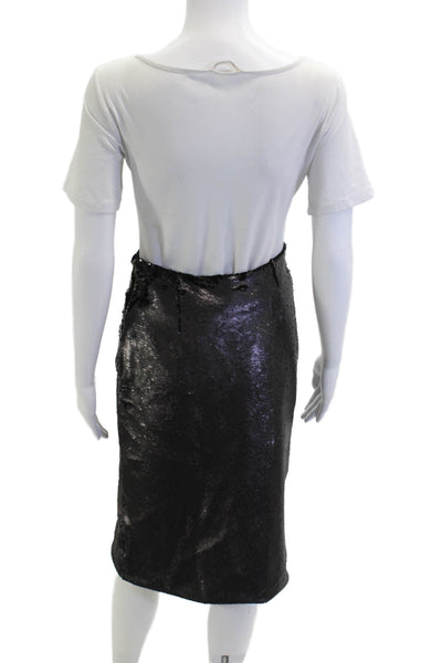 Heidi Merrick Womens Black Sequin Pencil Skirt Knee Length Size 2