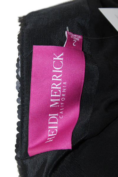 Heidi Merrick Womens Black Sequin Pencil Skirt Knee Length Size 2