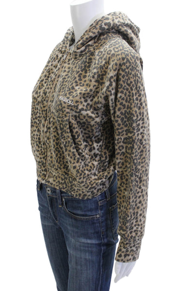 Ragdoll Womens Full-zip Animal Print Beige Hoodie Size XS