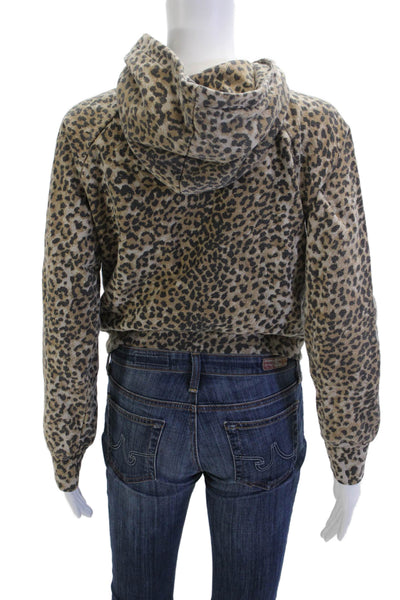 Ragdoll Womens Full-zip Animal Print Beige Hoodie Size XS