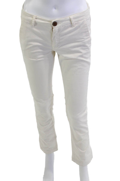 Victoria Beckham Women White Chino Pants Designer 28in Inseam Size 27