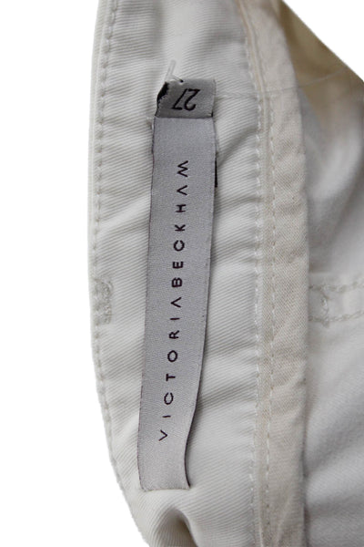 Victoria Beckham Women White Chino Pants Designer 28in Inseam Size 27