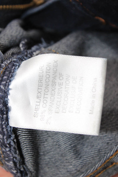 Tory Burch Womens Dark Blue Straight Jeans Mid Rise Button Size 26