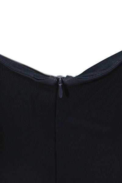 David Meister Women Dark Blue Silk Maxi Sheath Dress Long Sleeve Zip Size 4