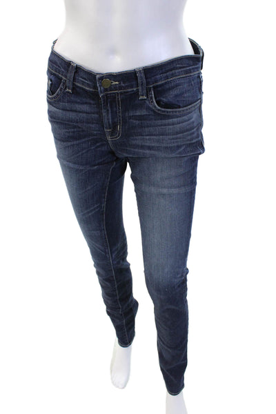 J Brand Womens Dark Blue Skinny Jeans Mid Rise Inseam 32 Size 28