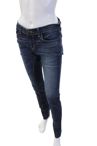 J Brand Womens Dark Blue Skinny Jeans Mid Rise Inseam 32 Size 28