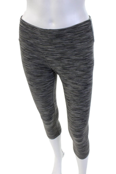 Lululemon Women Capri Cropped Leggings Dark Gray Nylon Striped Fall Size 6