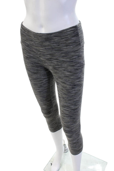 Lululemon Women Capri Cropped Leggings Dark Gray Nylon Striped Fall Size 6