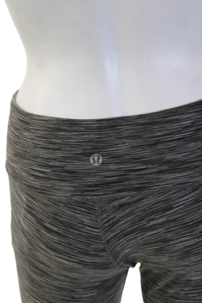 Lululemon Women Capri Cropped Leggings Dark Gray Nylon Striped Fall Size 6
