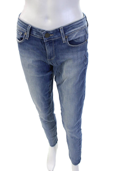 Paige Womens Skinny Ankle Jeans Blue Button Mid Rise Size 28