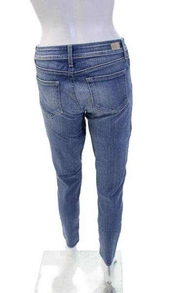 Paige Womens Skinny Ankle Jeans Blue Button Mid Rise Size 28