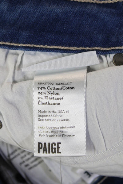 Paige Womens Skinny Ankle Jeans Blue Button Mid Rise Size 28