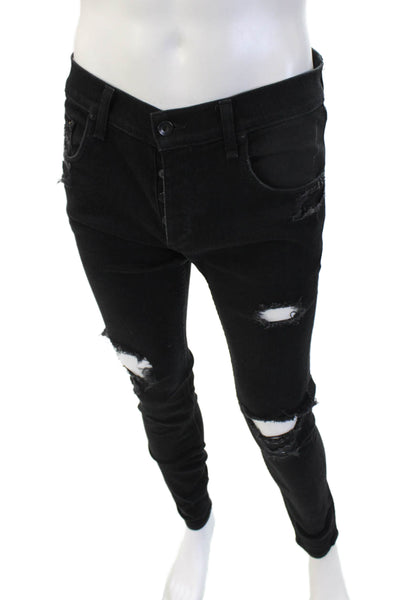 Rag & Bone Mens Skinny Jeans Black Denim Button Fly Size 32