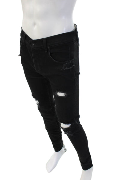 Rag & Bone Mens Skinny Jeans Black Denim Button Fly Size 32