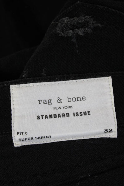 Rag & Bone Mens Skinny Jeans Black Denim Button Fly Size 32