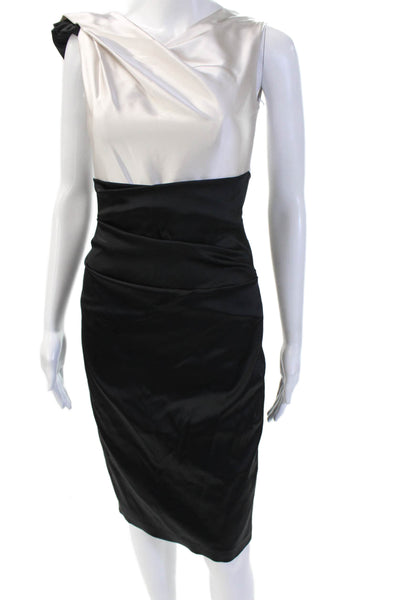 Talbot Runhof Women Bodycon Pencil Dress Beige Sleeveless Zip Size 4