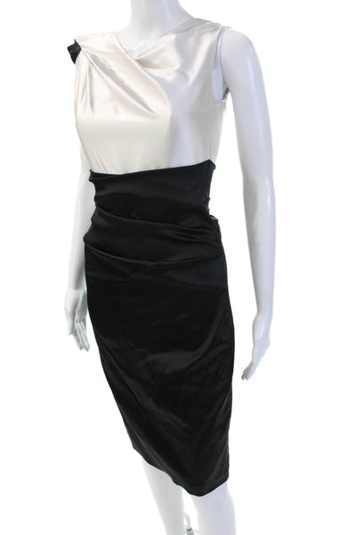 Talbot Runhof Women Bodycon Pencil Dress Beige Sleeveless Zip Size 4