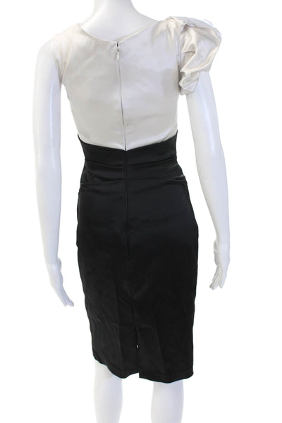 Talbot Runhof Women Bodycon Pencil Dress Beige Sleeveless Zip Size 4