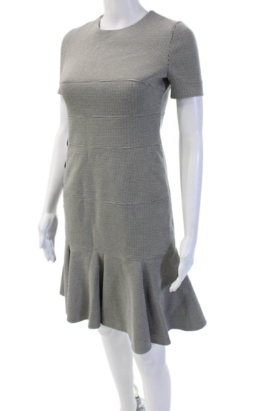 Akris Punto Women Fit & Flare Gray Knee Length Crew Neck Dress Size 2