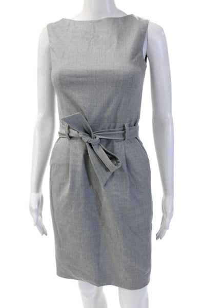 Piazza Sempione Womens Sheath Dress Gray Wool Sleeveless Crew Neck Size 2