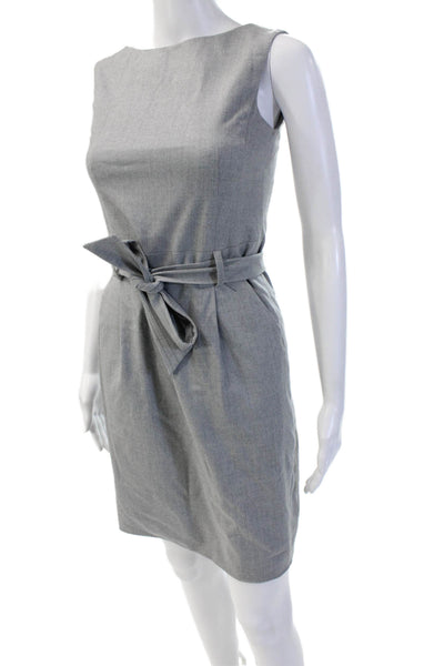 Piazza Sempione Womens Sheath Dress Gray Wool Sleeveless Crew Neck Size 2