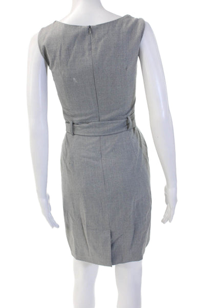 Piazza Sempione Womens Sheath Dress Gray Wool Sleeveless Crew Neck Size 2